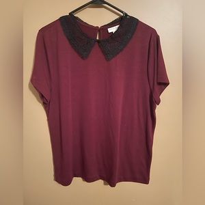 Maison Jules maroon collared shirt